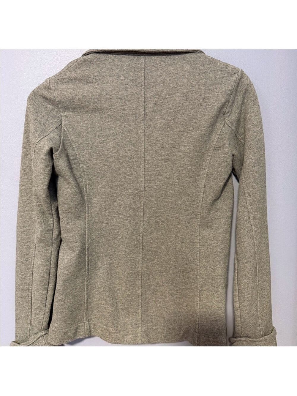 Norma Kamali Gray Sweatshirt Pea Coat Double Breasted Sz S - Picture 5 of 7